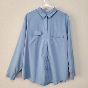 Chico's Blue Button Up Shirt Womens Chicos 3 / US XL Long Sleeve Office Casual